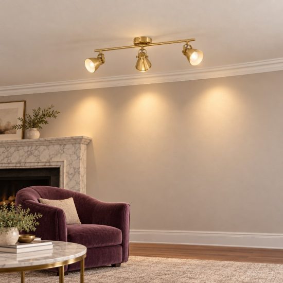 Eglo seras plafoniera con 3 faretti gu10 led 8,4w 3000k orientabili 59,5cm per soggiorno moderna ottone e oro