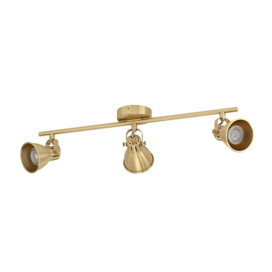 Eglo seras plafoniera con 3 faretti gu10 led 8,4w 3000k orientabili 59,5cm per soggiorno moderna ottone e oro