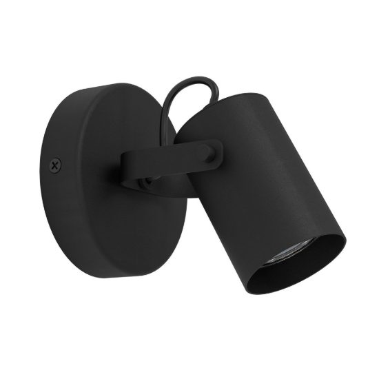 Eglo sorego applique con faretto gu10 led 2,8w 3000k orientabile 11cm per soggiorno moderna nera