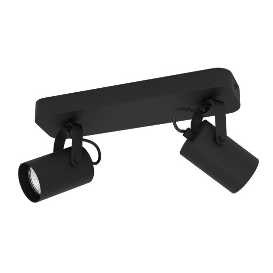 Eglo sorego plafoniera con 2 faretti gu10 led 5,6w 3000k orientabili 28cm per corridoio moderna nera