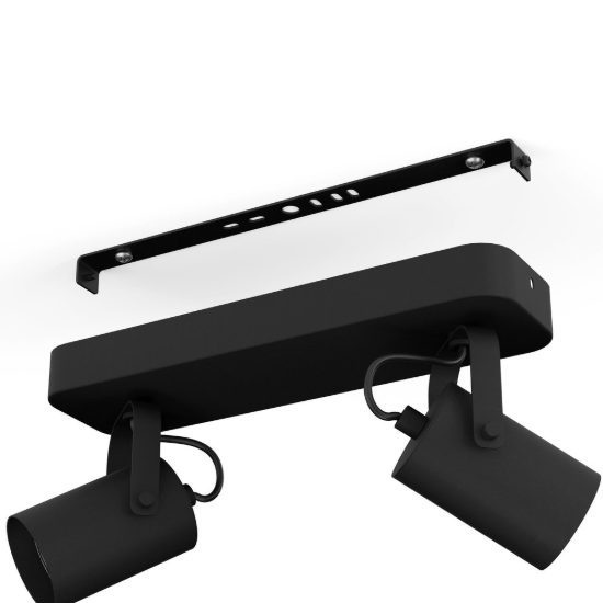 Eglo sorego plafoniera con 2 faretti gu10 led 5,6w 3000k orientabili 28cm per corridoio moderna nera