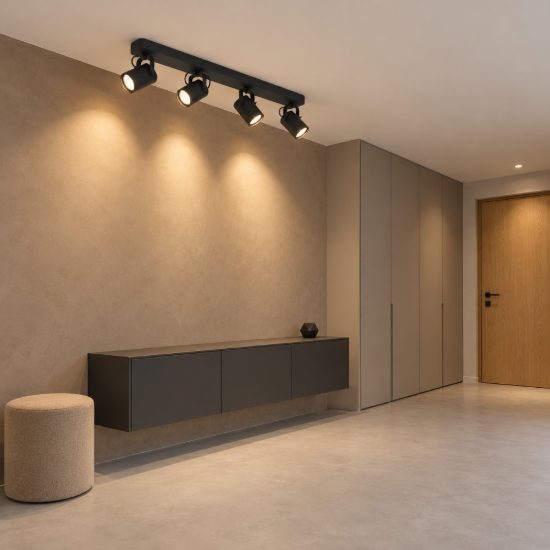 Eglo sorego plafoniera con 4 faretti gu10 led 11,2w 3000k orientabili 58cm per ingresso moderna nera