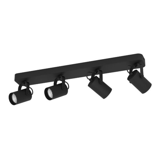 Eglo sorego plafoniera con 4 faretti gu10 led 11,2w 3000k orientabili 58cm per ingresso moderna nera