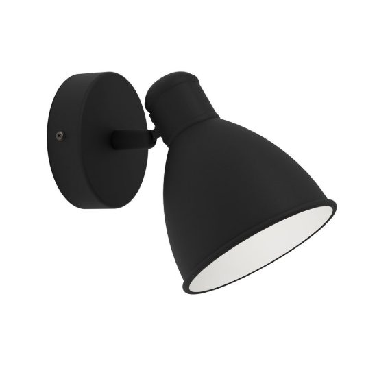Eglo san peri 1 applique con faretto gu10 led 2,8w 3000k orientabile 13cm ip44 per bagno moderna nera e bianca