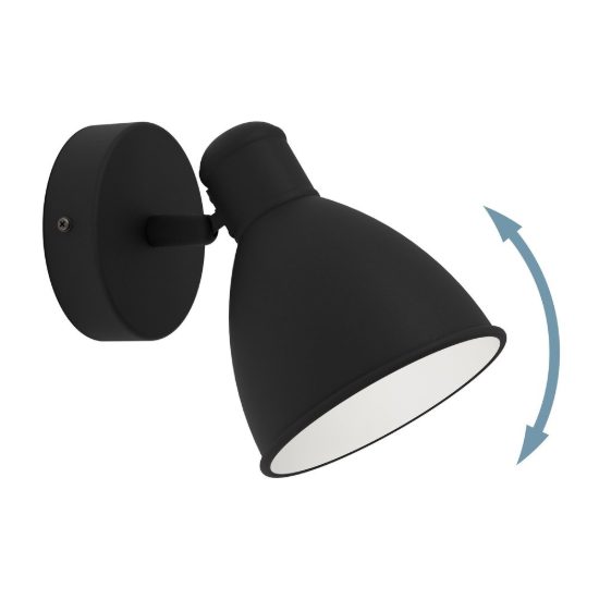 Eglo san peri 1 applique con faretto gu10 led 2,8w 3000k orientabile 13cm ip44 per bagno moderna nera e bianca