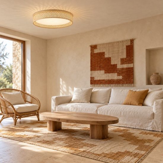 Eglo luppineria plafoniera led 20w 3000k 38cm per soggiorno moderna bianca e legno