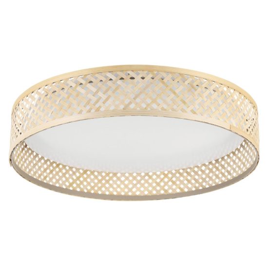 Eglo luppineria plafoniera led 20w 3000k 38cm per soggiorno moderna bianca e legno