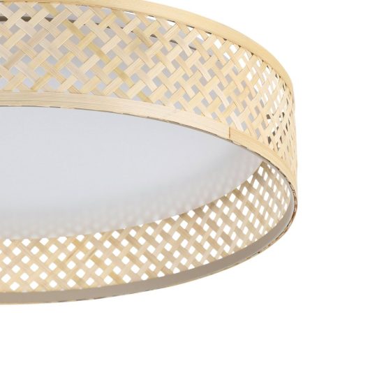 Eglo luppineria plafoniera led 20w 3000k 38cm per soggiorno moderna bianca e legno