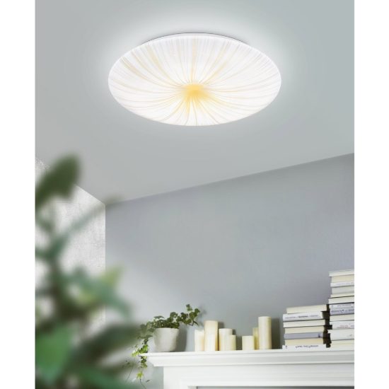 Eglo nieves 1 plafoniera led 10w 3000k 31cm per cucina moderna bianca e oro