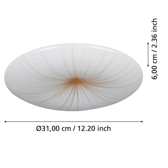 Eglo nieves 1 plafoniera led 10w 3000k 31cm per cucina moderna bianca e oro