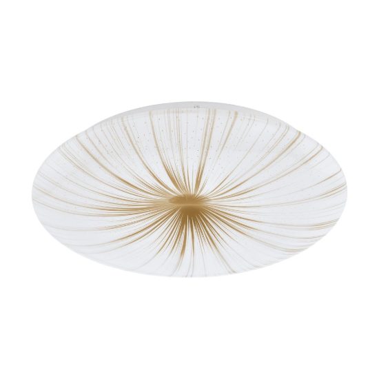 Eglo nieves 1 plafoniera led 19,5w 3000k 41cm per sala da pranzo moderna bianca e oro