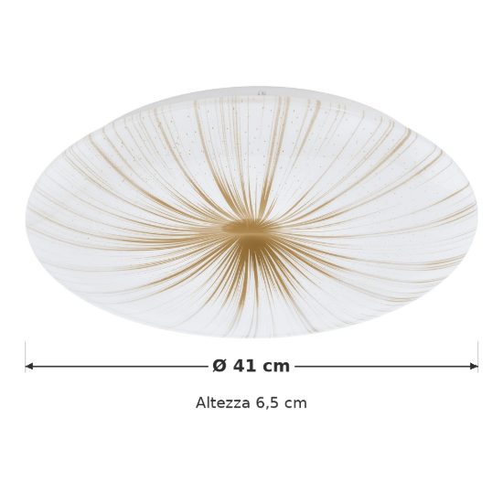 Eglo nieves 1 plafoniera led 19,5w 3000k 41cm per sala da pranzo moderna bianca e oro