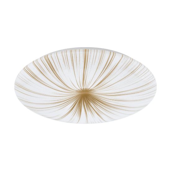 Eglo nieves 1 plafoniera led 30,8w 3000k 51cm per soggiorno moderna bianca e oro