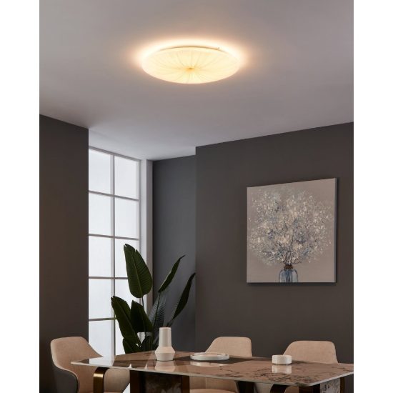 Eglo nieves 1 plafoniera led 30,8w 3000k 51cm per soggiorno moderna bianca e oro