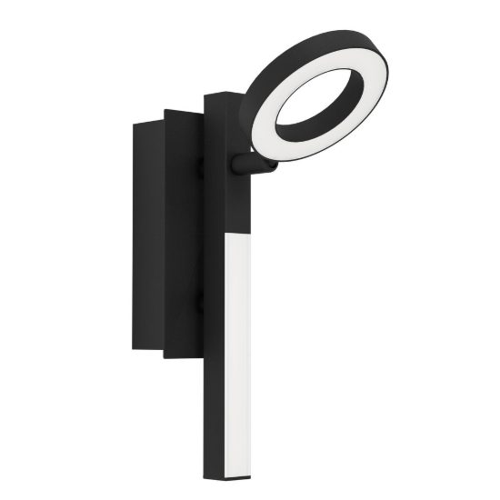 Eglo cardillio 2 applique con faretto led 5,4w 3000k orientabile 22,5cm per corridoio moderna nera