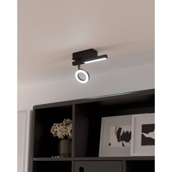 Eglo cardillio 2 applique con faretto led 5,4w 3000k orientabile 22,5cm per corridoio moderna nera