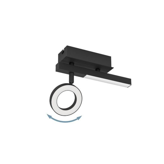 Eglo cardillio 2 applique con faretto led 5,4w 3000k orientabile 22,5cm per corridoio moderna nera