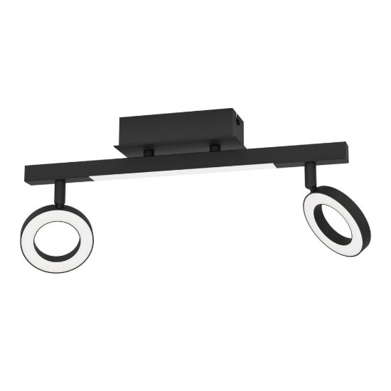 Eglo cardillio 2 plafoniera con 2 faretti led 9,7w 3000k orientabili 38,5cm per ingresso moderna nera