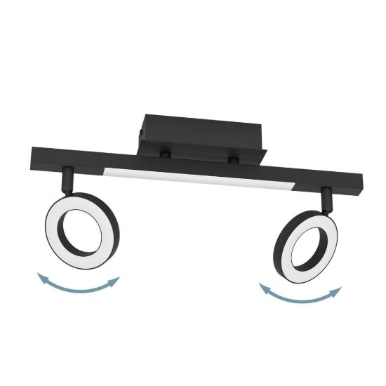 Eglo cardillio 2 plafoniera con 2 faretti led 9,7w 3000k orientabili 38,5cm per ingresso moderna nera