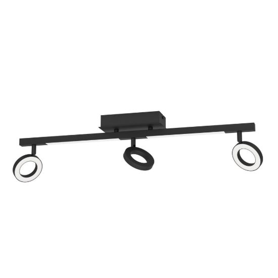 Eglo cardillio 2 plafoniera con 3 faretti led 16,2w 3000k orientabili 68,5cm per cucina moderna nera