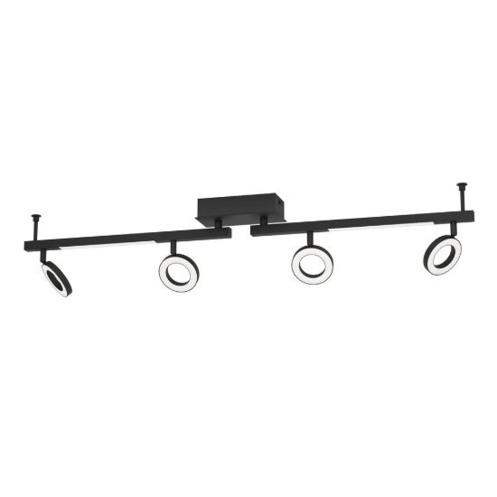 Eglo cardillio 2 plafoniera con 4 faretti led 19,4w 3000k orientabili 98,5cm per corridoio moderna nera