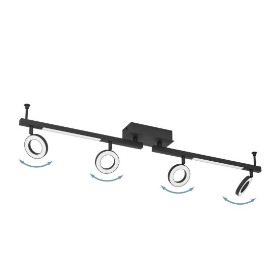 Eglo cardillio 2 plafoniera con 4 faretti led 19,4w 3000k orientabili 98,5cm per corridoio moderna nera