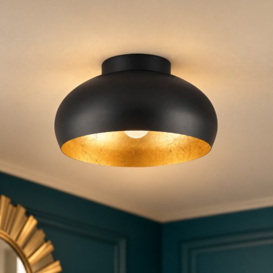 Eglo mogano 2 plafoniera 28cm per cucina moderna nera e oro