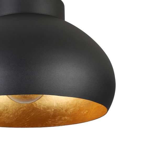 Eglo mogano 2 plafoniera 28cm per cucina moderna nera e oro