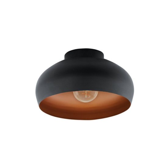 Eglo mogano 2 plafoniera 28cm per cucina moderna nera e rame