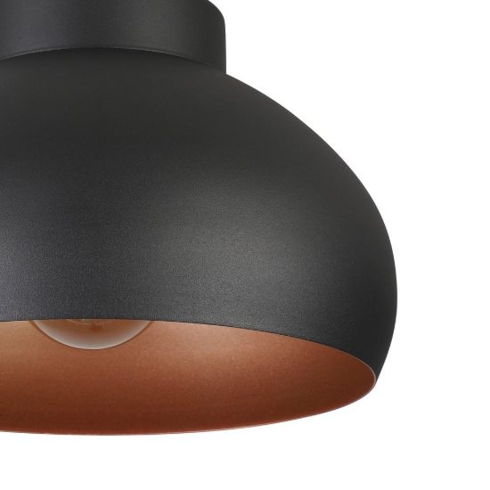 Eglo mogano 2 plafoniera 28cm per cucina moderna nera e rame