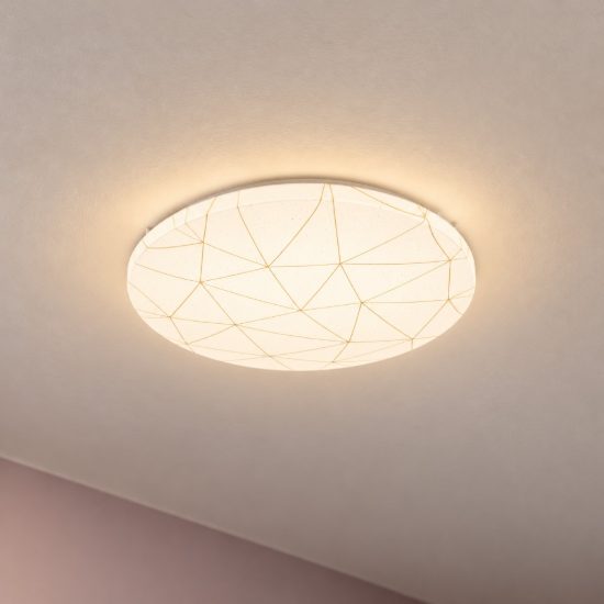 Eglo rende plafoniera led 19,5w 3000k 38cm per sala da pranzo moderna bianca e oro