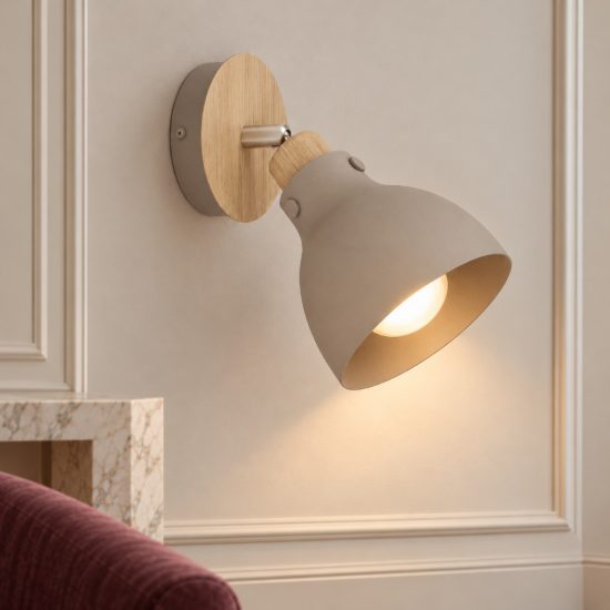 Eglo arrecife applique con faretto e27 orientabile 14,5cm per soggiorno moderna marrone e nichel