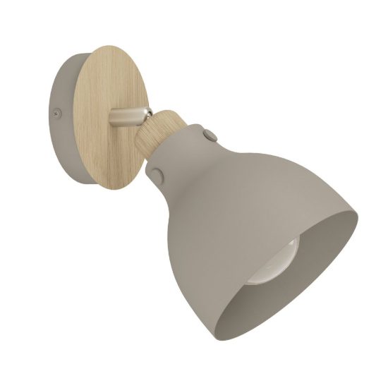 Eglo arrecife applique con faretto e27 orientabile 14,5cm per soggiorno moderna marrone e nichel