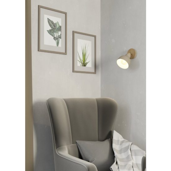 Eglo arrecife applique con faretto e27 orientabile 14,5cm per soggiorno moderna marrone e nichel