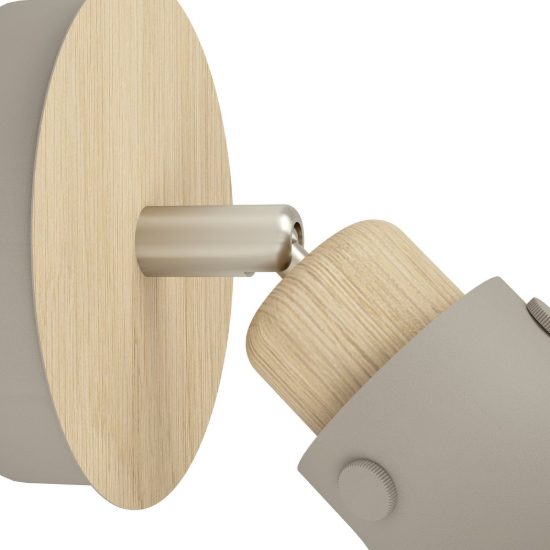 Eglo arrecife applique con faretto e27 orientabile 14,5cm per soggiorno moderna marrone e nichel