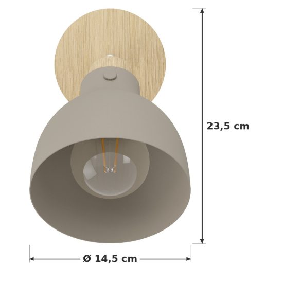Eglo arrecife applique con faretto e27 orientabile 14,5cm per soggiorno moderna marrone e nichel