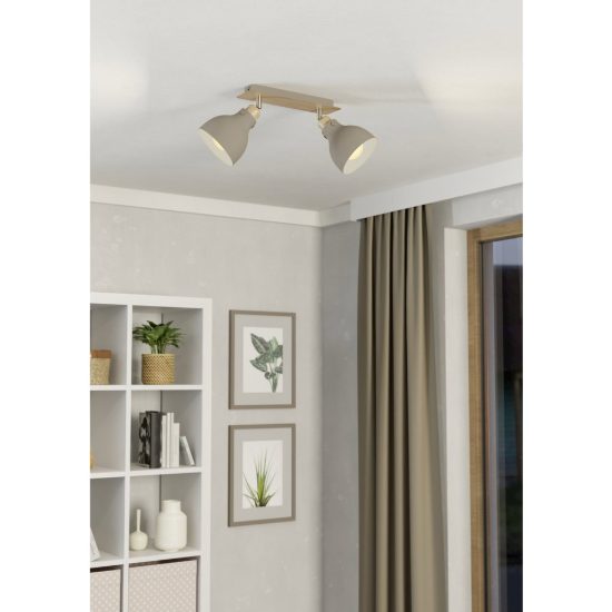 Eglo arrecife plafoniera con 2 faretti e27 orientabili 53,1cm per corridoio moderna marrone e nichel