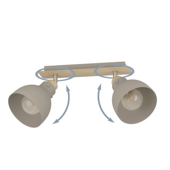 Eglo arrecife plafoniera con 2 faretti e27 orientabili 53,1cm per corridoio moderna marrone e nichel