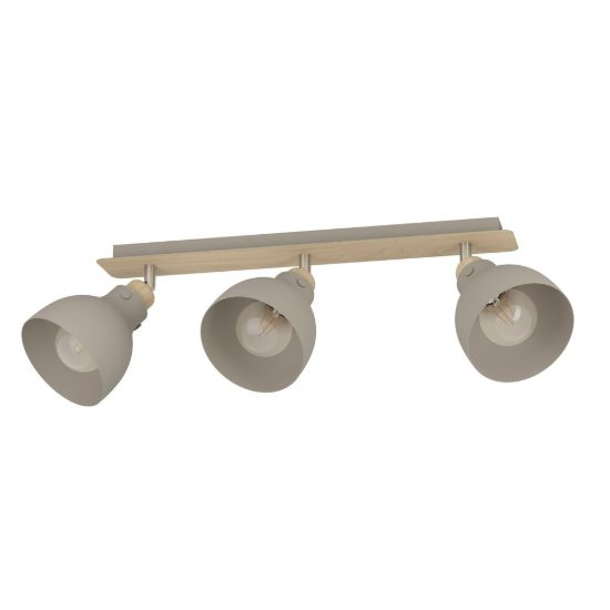 Eglo arrecife plafoniera con 3 faretti e27 orientabili 74,5cm per corridoio moderna marrone e nichel