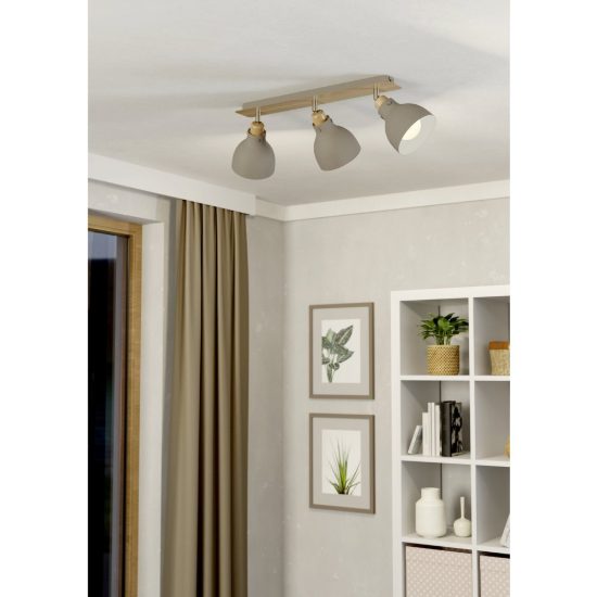 Eglo arrecife plafoniera con 3 faretti e27 orientabili 74,5cm per corridoio moderna marrone e nichel