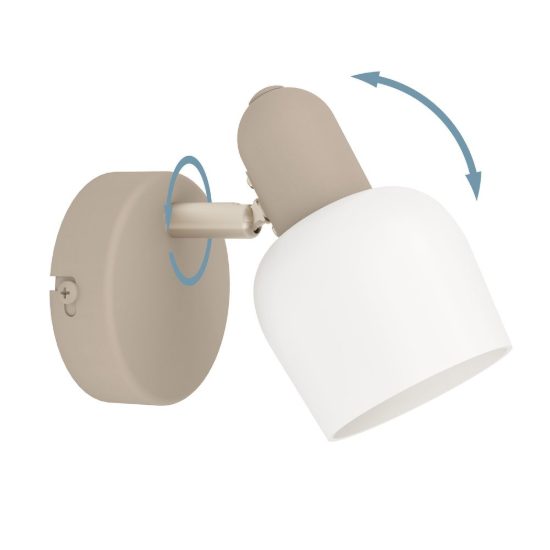 Eglo corato applique con faretto e14 orientabile 8,5cm per camera da letto moderna sabbia e nichel satinato