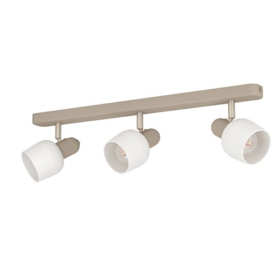 Eglo corato plafoniera con 3 faretti e14 orientabili 52cm per corridoio moderna sabbia e nichel satinato
