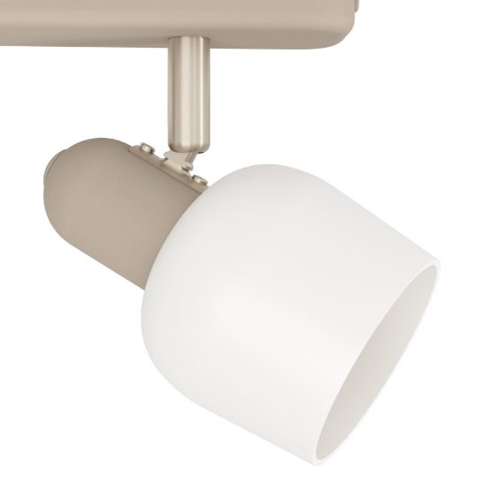 Eglo corato plafoniera con 3 faretti e14 orientabili 52cm per corridoio moderna sabbia e nichel satinato