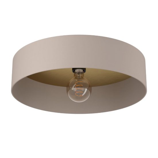 Eglo duaia plafoniera 42cm per camera da letto moderna taupe e legno