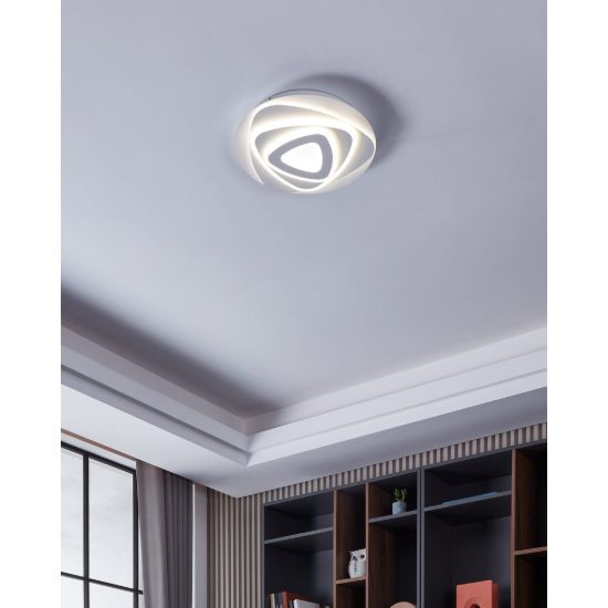 Eglo palagiano plafoniera led 21w 4000k 38cm per soggiorno moderna bianca