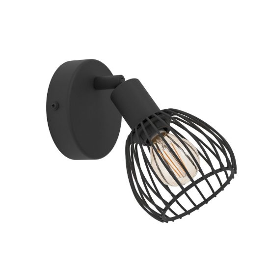 Eglo sonnino applique con faretto e14 orientabile 9,7cm per soggiorno moderna nera