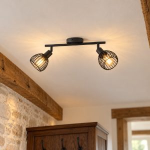 Eglo sonnino plafoniera con 2 faretti e14 orientabili 36,5cm per ingresso moderna nera