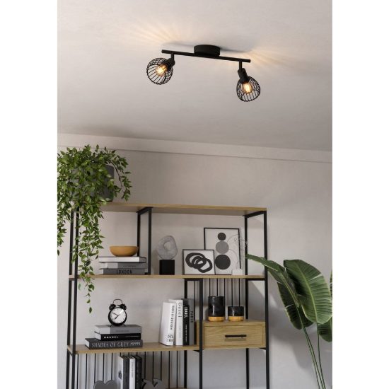 Eglo sonnino plafoniera con 2 faretti e14 orientabili 36,5cm per ingresso moderna nera