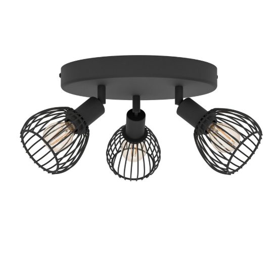 Eglo sonnino plafoniera con 3 faretti e14 orientabili 25cm per soggiorno moderna nera