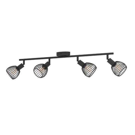 Eglo sonnino plafoniera con 4 faretti e14 orientabili 78cm per corridoio moderna nera